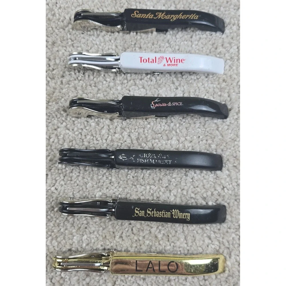 Lot of 6 Waiter Corkscrews Double Hinged Wine Key Bottle Openers Truetap Lalo